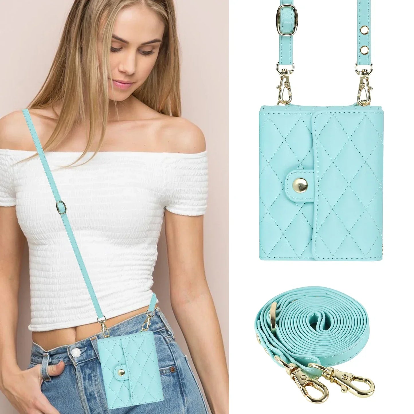 Crossbody Leather Case for Galaxy Z Flip 3-7