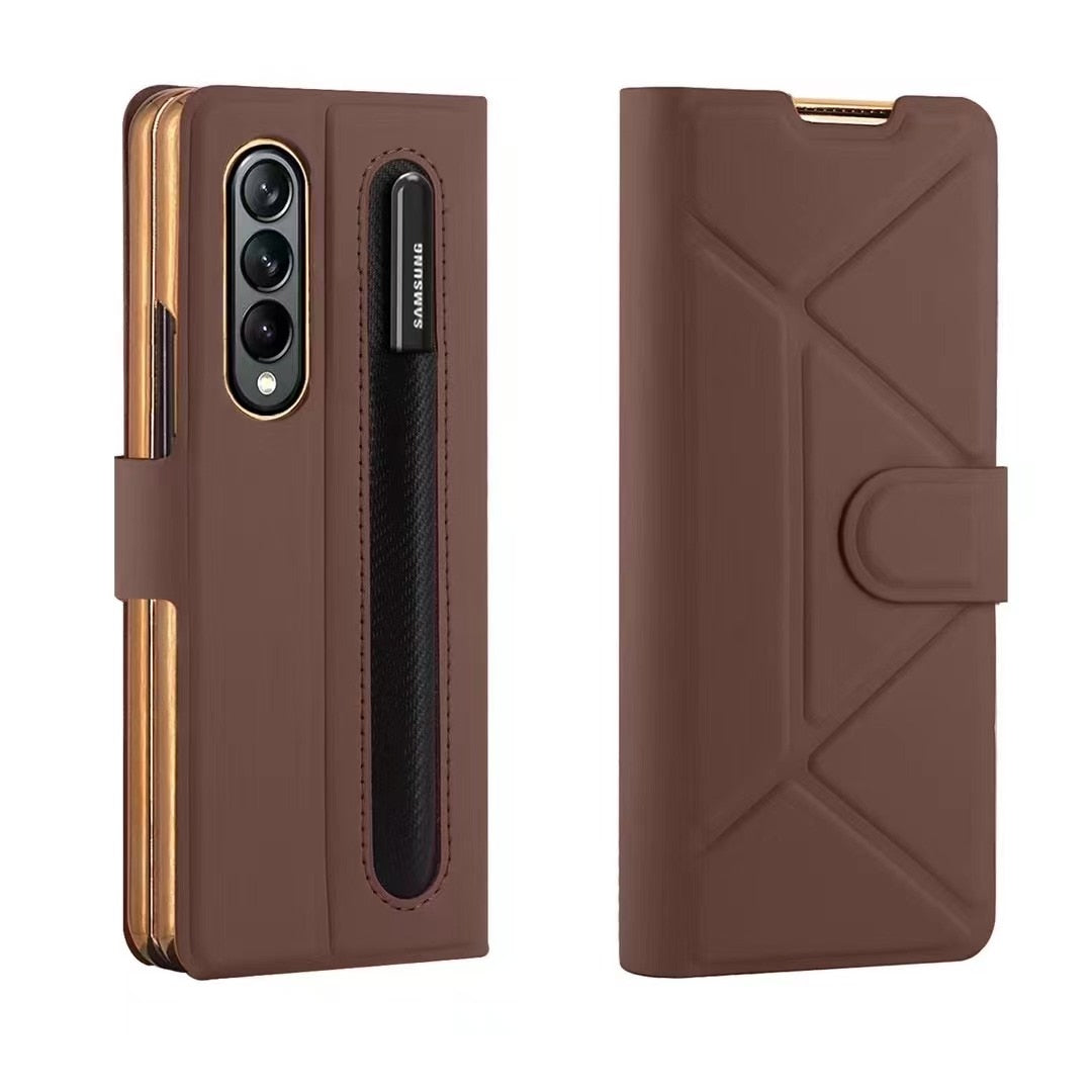 Leather Flip Stand S Pen Holder Slot Case For Samsung Galaxy Z Fold Series