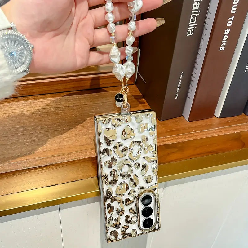 Trendy Leopard Print Case with Chain – Compatible with Samsung Galaxy Z Fold Series